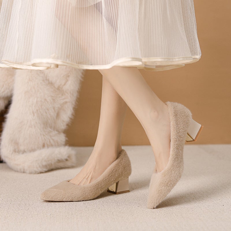 French Evening Style Elegant Fairy High Heeled Shoes Fashionable Pointed Shallow Mouth Thin Heeled Shoes - Image 3